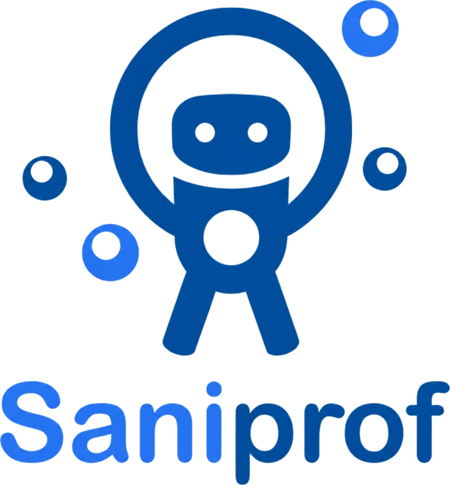 Logotipo de Saniprof: las cuatro burbujas representan a los cuatro fundadores